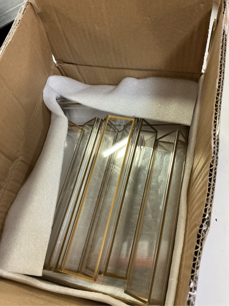 Condition photo showing Good Condition for ehwine 6 pack 8.5×11 clear acrylic sign holder with gold borders and vertical stand, double sided table menu holders picture frames for wedding table numbers, restaurant signs, photos and art display 6 pack 8.5×11 inch