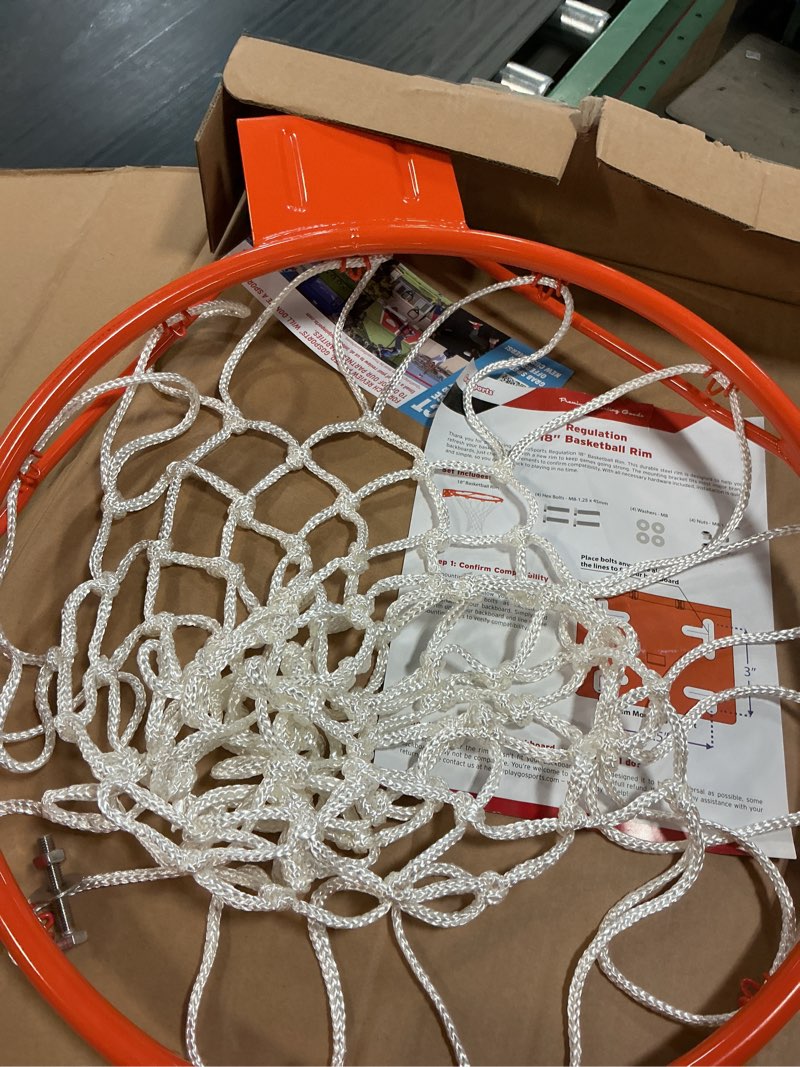 Condition photo showing Good Condition for gosports regulation 18" steel basketball rim - choose from fixed or breakaway - use for replacement or garage mount