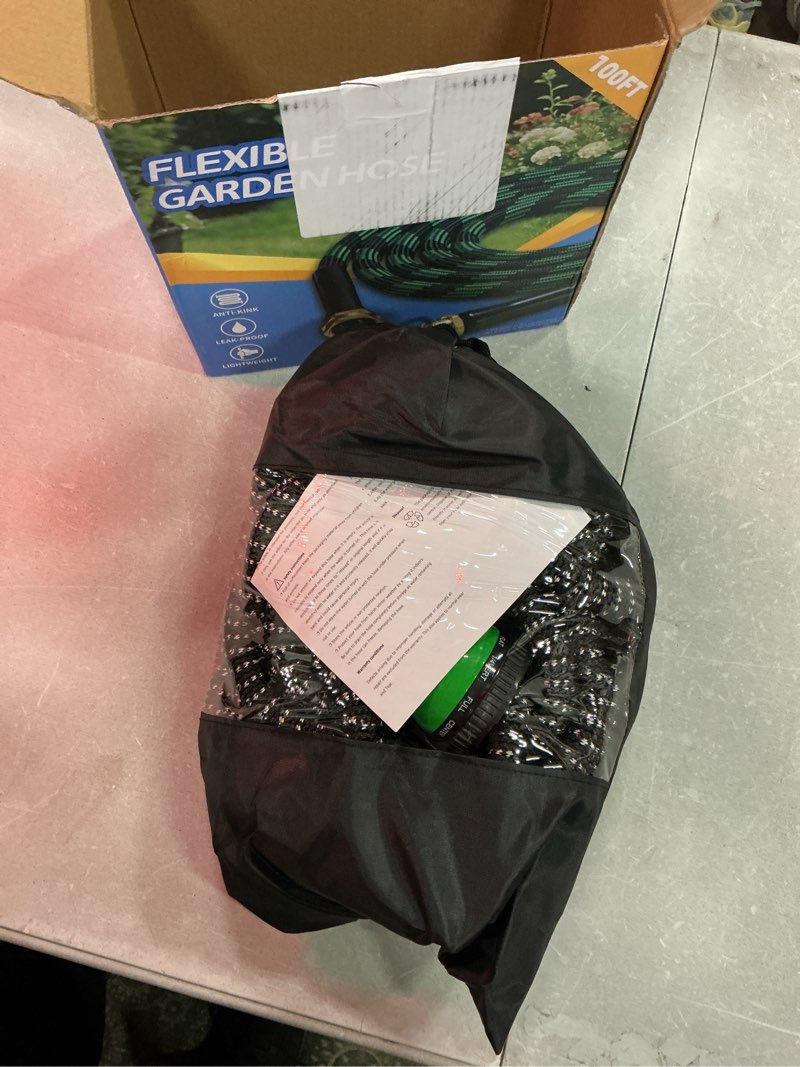 Condition photo showing New/Like New for garden hose 100 ft, 2026 new no kink expandable water hose 100ft, 10 function nozzle, leak-proof solid metal fittings, 3750d outer fabric, durable collapsible latex core, ultra lightweight & flexible