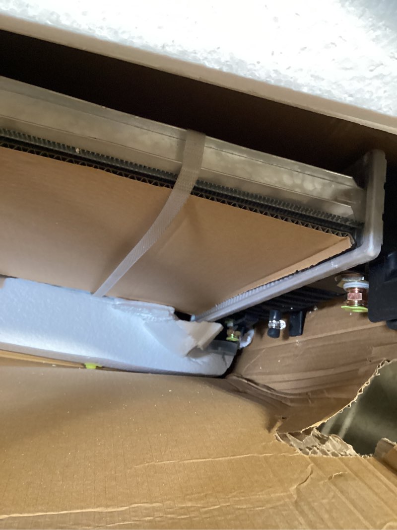Condition photo showing As Is for cu2370 34'' engine coolant radiator compatible with chevy silverado suburban tahoe gmc sierra yukon cadillac escalade 1996-2014 5.3 6.0 6.2 with eoc gm3010274 34" cu2370 with eoc