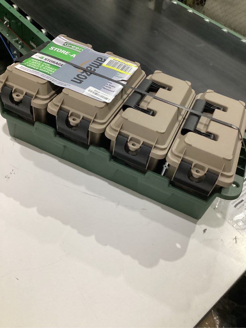 Condition photo showing Good Condition for greenmade multi-purpose storage boxes all crate ammo/tackle organizing units 4 pack made in usa, brown