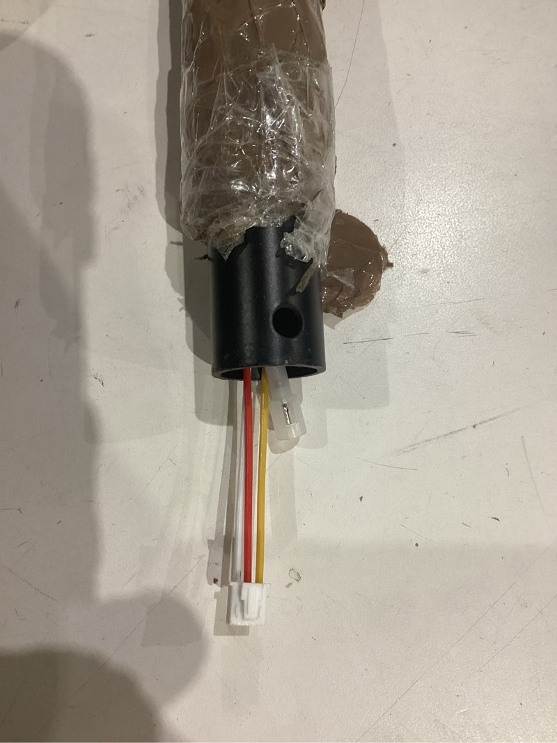 Condition photo showing As Is for 24 inch ceiling fan downrod with 6 x 18-awg wires,ceiling fan extension rod 1 inch outer diameter, improves airflow,suitable for various ceiling fans(black, no threaded) black 24 inch