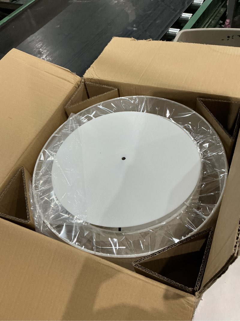 Condition photo showing Good Condition for modern semi flush mount ceiling light 18" modern gold 3-lights drum ceiling lighting fixture vintage linen golden ceiling lamp for laundry room, kitchen, basement, dining room, bedroom 2-tier gold