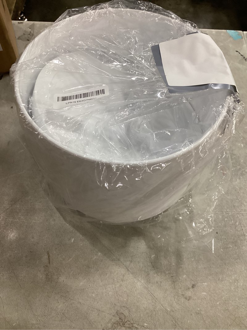 Condition photo showing Good Condition for 10 inch round plastic plant pot with drainage holes and saucer, wide flower pots for indoor & outdoor plants– 7.9" tall modern cylinder planter pot for house plants and home decorative, matte white white 10 inch b