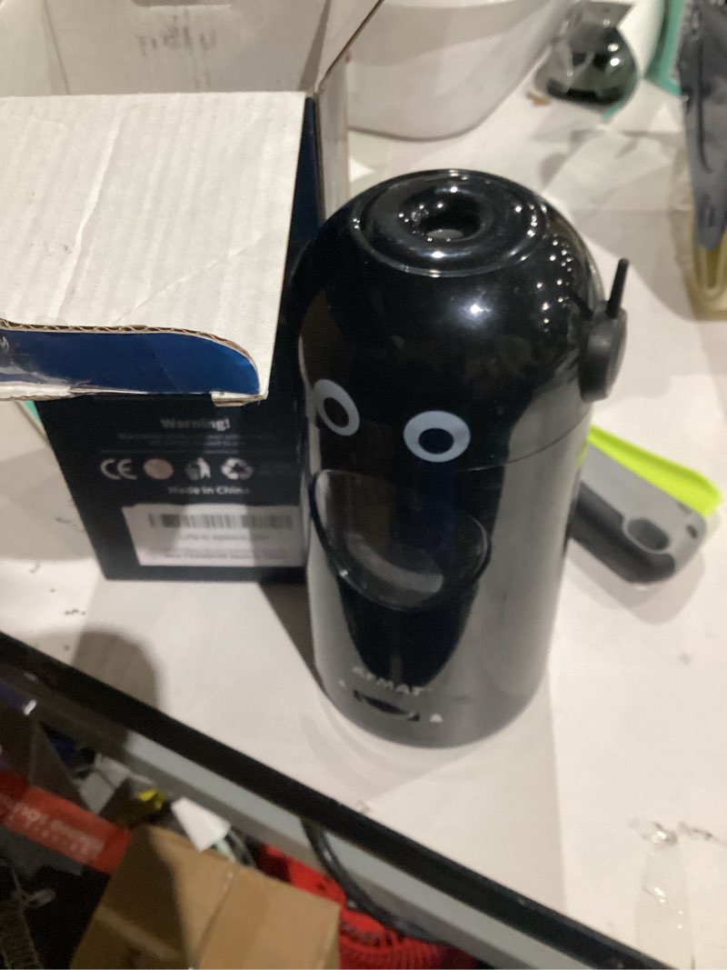 Condition photo showing As Is for AFMAT Electric Pencil Sharpener for Colored Pencils 7-11.5mm, Fully Automatic Robot Pencil Sharpener, Auto in & Out, Rechargeable Hands-Free for Classroom/Home/Office, Battery Operated, PSX5RB, Black