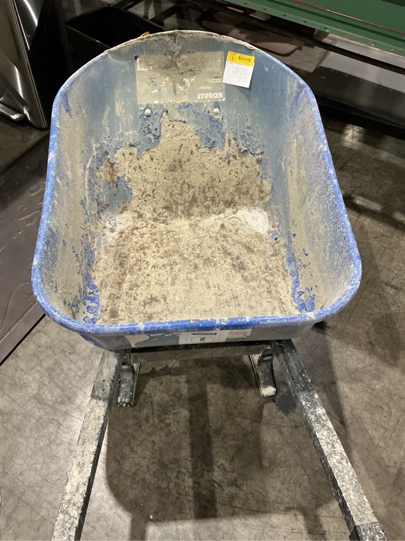 Condition photo showing As Is for kobalt 6-cu ft 1 wheel steel push wheelbarrow flat-free tire