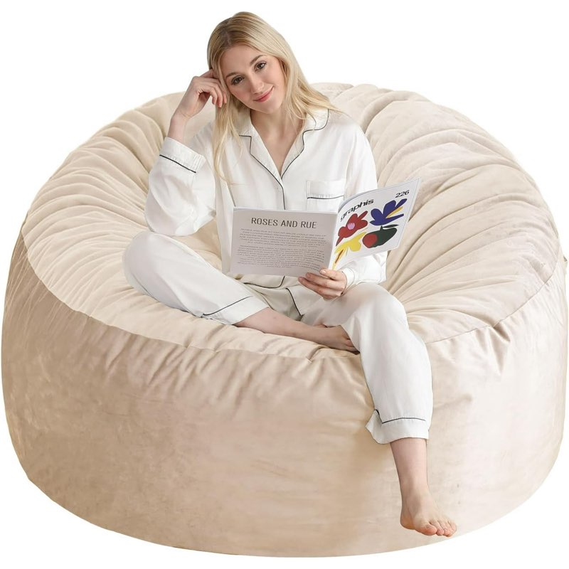 3 Ft Bean Bag Chair, Memory Foam Bean Bag Chairs for Adults with Filling, Round Bean Bag Sofa with F