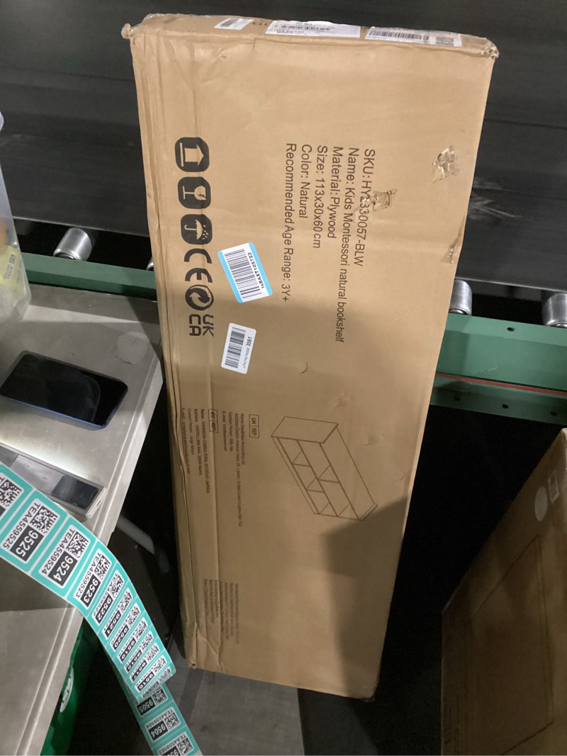 Condition photo showing New/Like New for montessori shelf, wooden toy storage organizer for books toys, 2 shelf bookcase, 5-section storage cabinet, toddler book shelf for kids rooms, playroom, nursery, kindergarten (natural)
