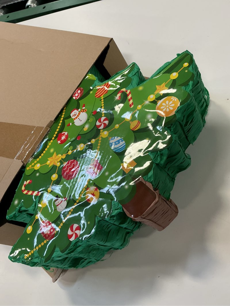 Condition photo showing Good Condition for Harrycle Christmas Tree Pinata 16 Inch Christmas Mexican Pinata with Stick Blindfold and Confetti Pack Christmas Pinata Bundle for Xmas Birthday Holiday Pinata Game Favors Photo Prop Decoration