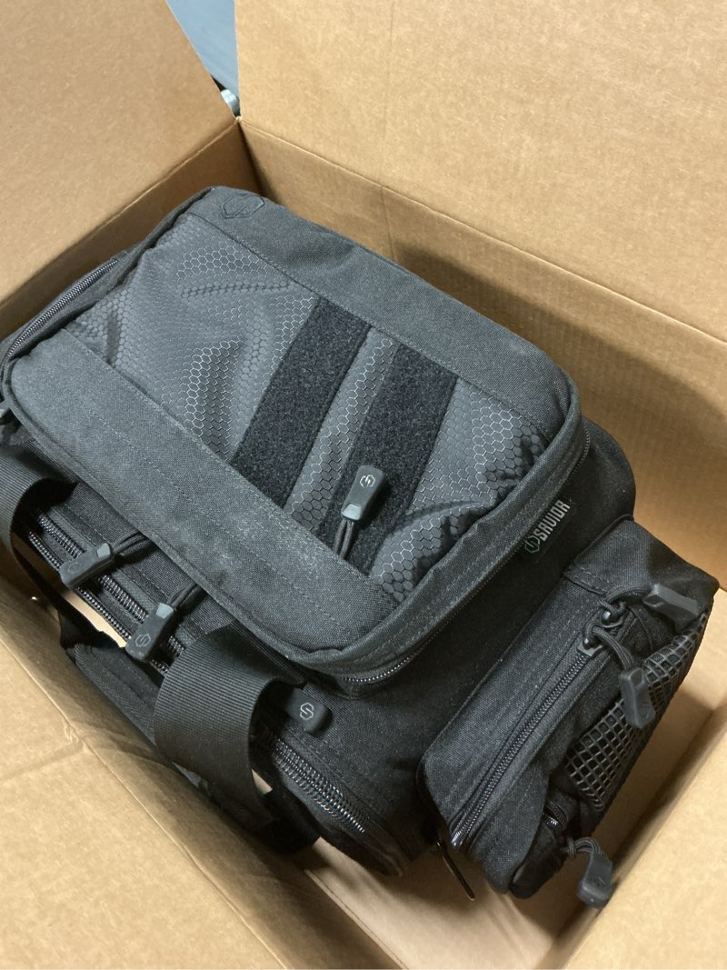 Condition photo showing New/Like New for Savior Equipment Specialist Series Tactical Double Scoped Handgun Firearm Case Pistol Bag For Outdoor Hunting Shooting Range, Lockable Compartment, Additional Magazine Storage Slots Obsidian Black 13" x 9" Double Pistol Case