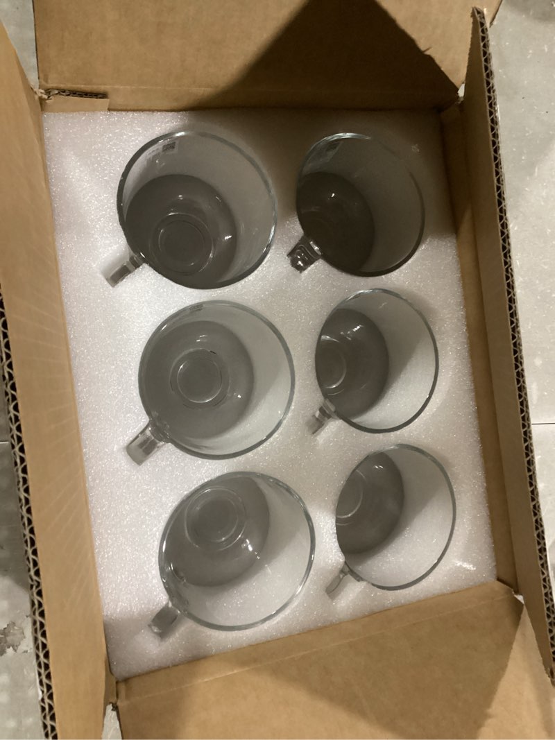 Condition photo showing Good Condition for 16oz glass jumbo mugs with handle for coffee, tea, soup,clear drinking cup,set of 6