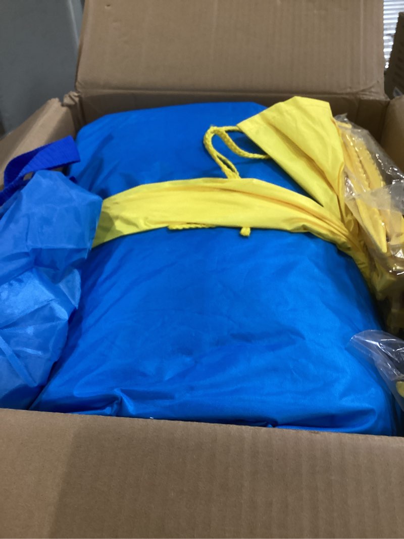 Condition photo showing As Is for Little Tikes Jump 'n Slide Inflatable Bouncer Includes Heavy Duty Blower With GFCI, Stakes, Repair Patches, And Storage Bag, for Kids Ages 3-8 Years Multi Regular