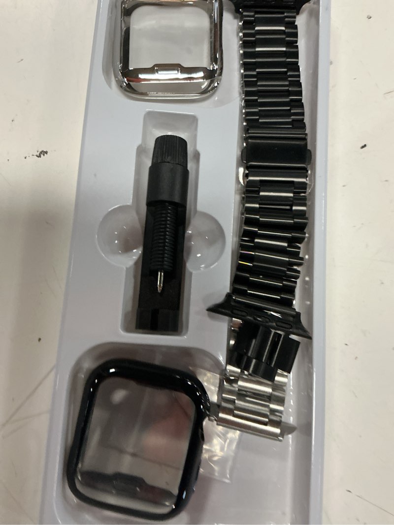 Condition photo showing New/Like New for stainless steel band and case compatible with apple watch iwatch ultra series 11 10 9 8 7 6 5 4 3 2 1 se 49mm 45mm 46mm 44mm 42mm 41mm 40mm 38mm,men women classic classy metal business black&silver 42/44/45mm (series1-9,se 1/2/3)