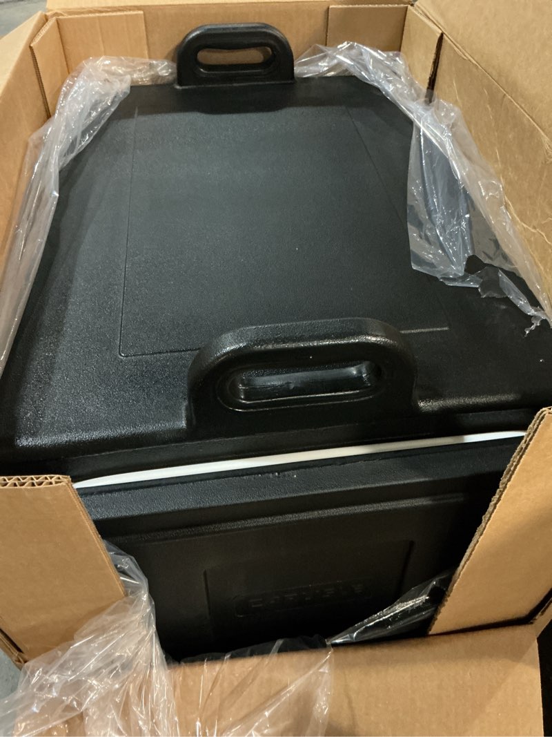 Condition photo showing Good Condition for carlisle foodservice products cateraide front loading insulated food pan carrier, for storage and transport of food, 5 pan capacity, 25.25" x 24.25" x 17", 1 count, black black 5 pan capacity