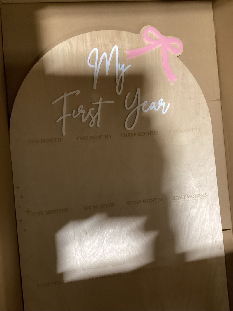 Condition photo showing Good Condition for wauao bow my first year birthday board - one year of photo board,monthly milestone wood photo board,first birthday decorations girl,12 months photo banner
