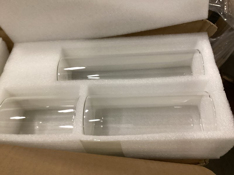 Condition photo showing New/Like New for glass cylinder vases set of 24, hewory tall clear vase for centerpieces, glass hurricane candle holders for pillar floating candles, round vases for wedding events table decor, 2.6” in diameter 24 d2.6"x h3.9" + d2.6"x h5.9" + d2.6"x h7.9"