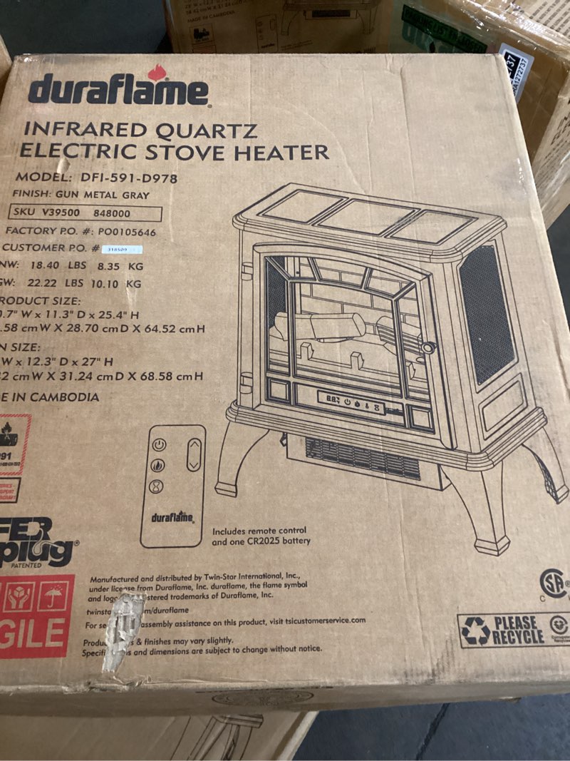 Condition photo showing New/Like New for duraflame Infrared Quartz Electiric Stove Heater - DFI-591-01 - Gun Metal Grey
