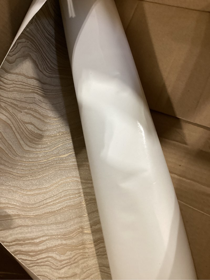 Condition photo showing Good Condition for gold khaki wood peel and stick wallpaper stripe, 20.8" x 118" (53cm x300cm), removable, self-adhesive, 3d, modern, rustic, industrial, bathroom, bedroom, decorating 20.8" x 118" gold khaki