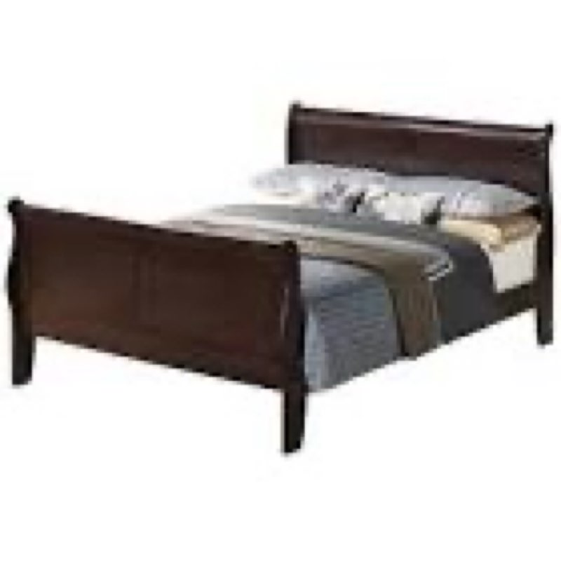 (Incomplete box 1 of 2)Passion Furniture PF-G3125A-FB Louis Philippe Sleigh Bed with High Footboard, Cappuccino - Full Size