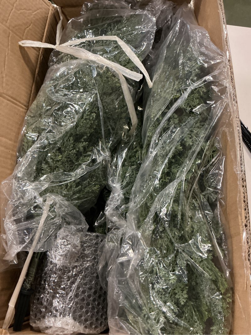 Condition photo showing Good Condition for Bellacat 3ft Artificial Topiary Trees Outdoor UV Resistant, 35in Fake Cypress Tree with Full & Realistic Leaves, Faux Cedar Tree for Proch Patio Front Door Deck Balcony Yard Decor, 2 Pack 2 3ft