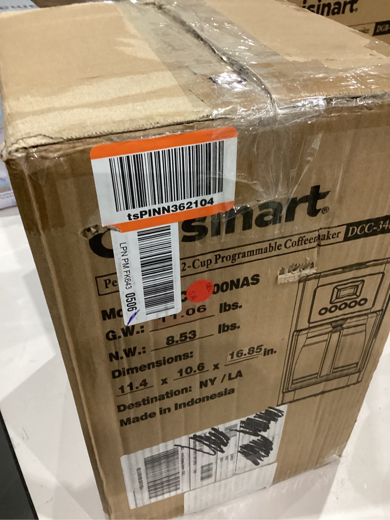 Condition photo showing As Is for Cuisinart 12-Cup Coffee Maker, Programmable PerfecTemp Thermal Carafe Coffee Machine with 1-4 Cup Setting, Brew Strength Control and Brew Pause, Stainless Steel, DCC-3400NAS, Silver