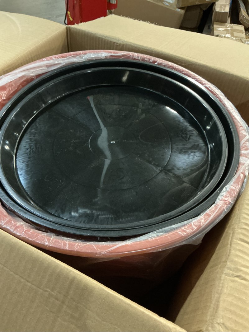 Condition photo showing Good Condition for 2 pack 18/15 inch large plastic pots for plants, planters for outdoor plants, durable and lightweight flower pots, big outdoor planters weather resistant & uv resistant, orange
