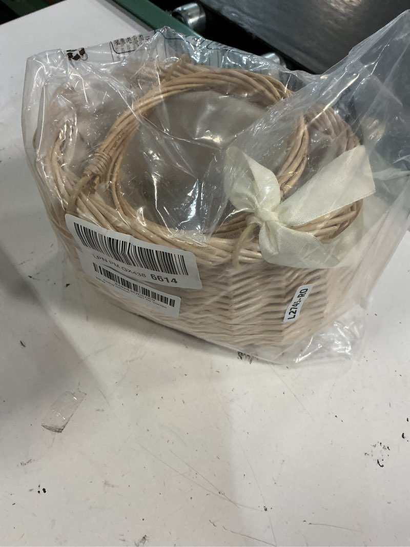Condition photo showing Good Condition for kuang! natural handwoven wicker handbag rattan woven basket purse straw beach tote bags for women circle khaki