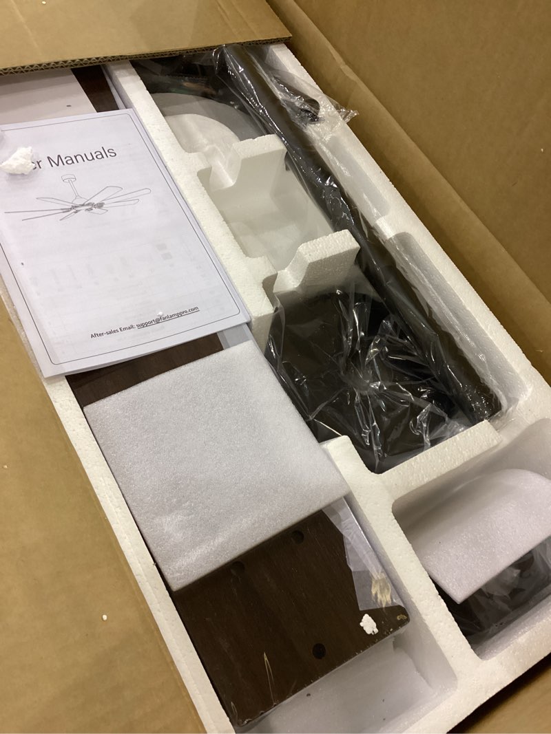 Condition photo showing Good Condition for 62 Inch Ceiling Fans No Light with Remote, Modern Ceiling Fan Without Light, Dual Finish 8 Blades, Reversible Quiet DC Motor, 6 Speed, Large Ceiling Fan for Indoor or Covered Outdoor, Black