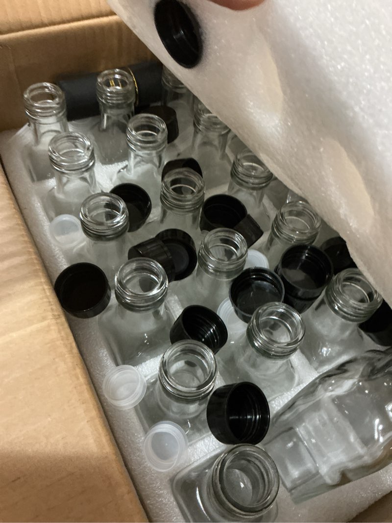 Condition photo showing Good Condition for wertioo hot sauce bottles 24-pack 5oz small glass bottles with caps - leakproof square mini glass sauce containers for tabasco, vinegar, chili oil - empty for liquid storage, party favors, gifting clear 5oz