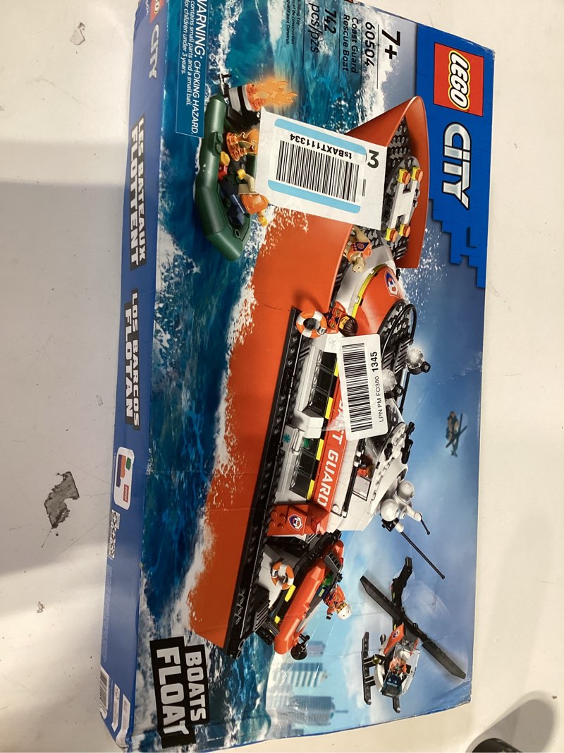 Condition photo showing New/Like New for lego city coast guard rescue boat & helicopter building toys - kids pretend play set for boys & girls, ages 7+ - w/2 rescue boat toys, 5 minifigures & dog figure - gift idea for birthdays - 60504
