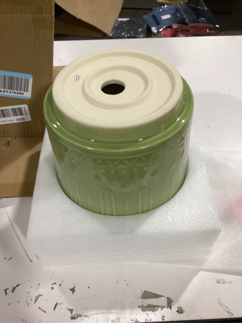 Condition photo showing Good Condition for 8 Inch Plant Pots - Ceramic Planter for Indoor Plants Outdoor, Round Ceramic Flower Pots with Drainage Hole and Saucer, Boho Decorative Planter, Home Bedroom Decor, Birthday Gifts, Green 8 Inch Green