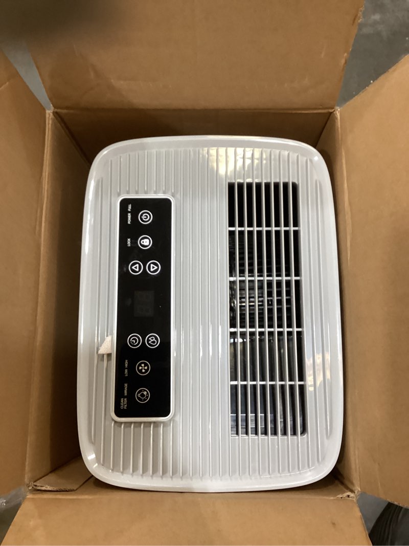 Condition photo showing As Is for kesnos 4500 sq. ft dehumidifier for home with drain hose -ideal for basements, bedrooms, bathrooms, laundry rooms -with intelligent control panel, front display, 24 hr timer and 0.69 gallon water tank 4,500 sq. ft. 52 pints