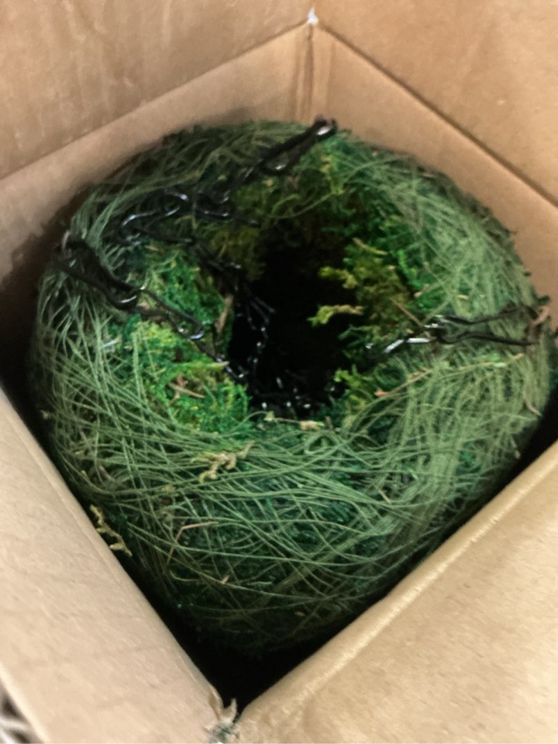 Condition photo showing As Is for 2 pack 6 inch kokedama moss ball planter orchid pots hanging orchid planter basket moss ball hanging baskets for plants outdoor woven plant holder for indoor home garden balcony decor