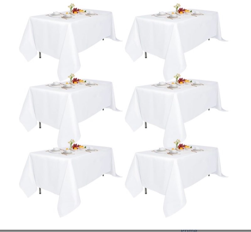 White table cloths, size unknown 