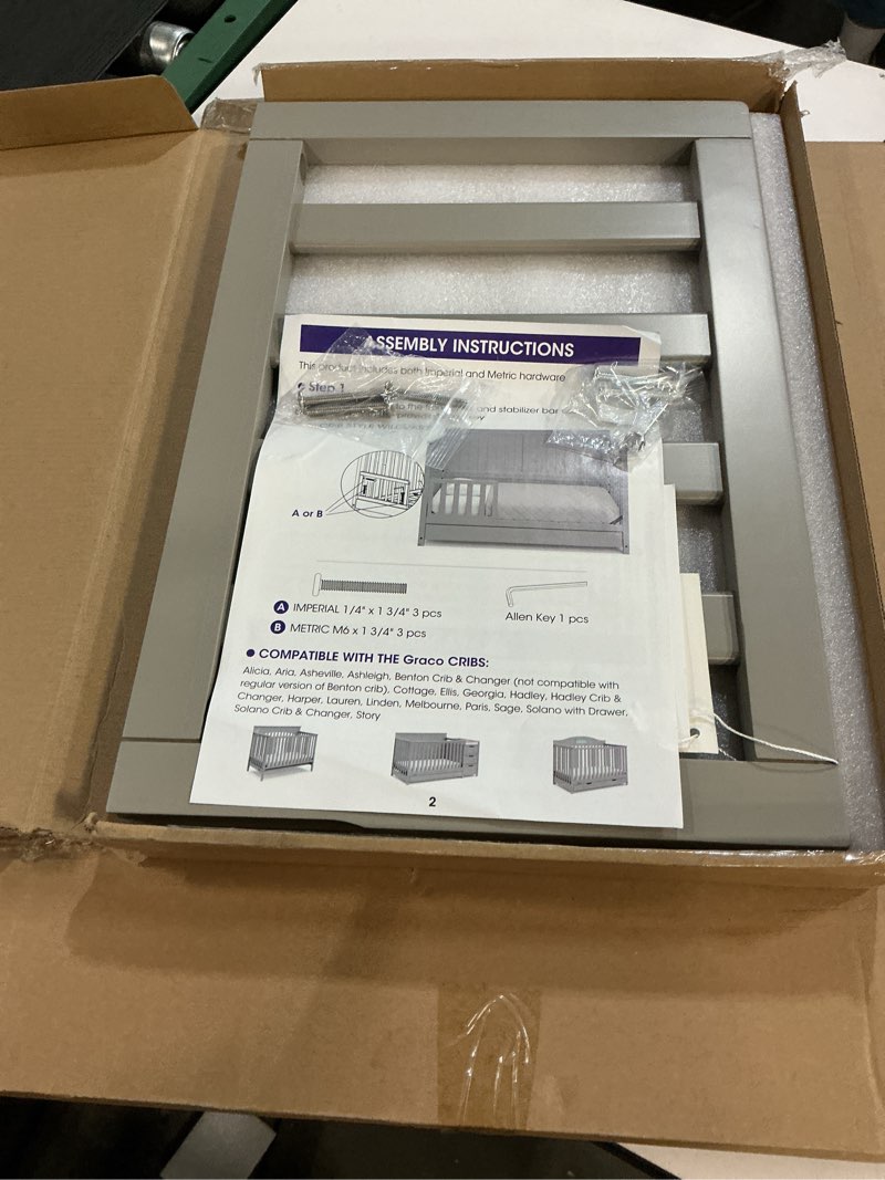 Condition photo showing New/Like New for Toddler Safe Guardrail Compatible with Storkcraft and Graco Crib Conversion - CPSC Certified, Crib Rail for Prevent Toddler from Rolling Off The Bed, Gray