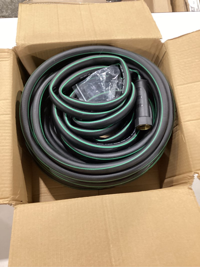 Condition photo showing Good Condition for heavy duty garden hose 75ft, non-expandable flexible water hose, kink resistant lightweight hybrid hose, leakproof hose male to female fittings black+green 75ft