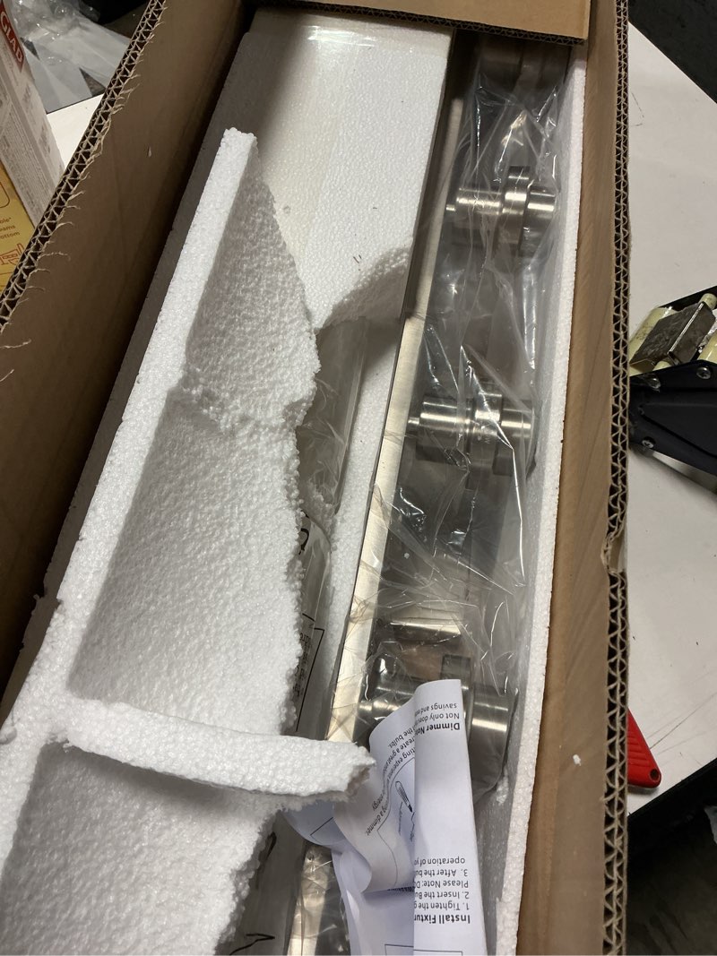 Condition photo showing New/Like New for 5-Light Vanity Lights - Brushed Nickel Bathroom Lighting Fixtures with Clear Glass Shade, Modern Wall Light for Bathroom, Bedroom, Living Room Brushed Nickel 5 Lights