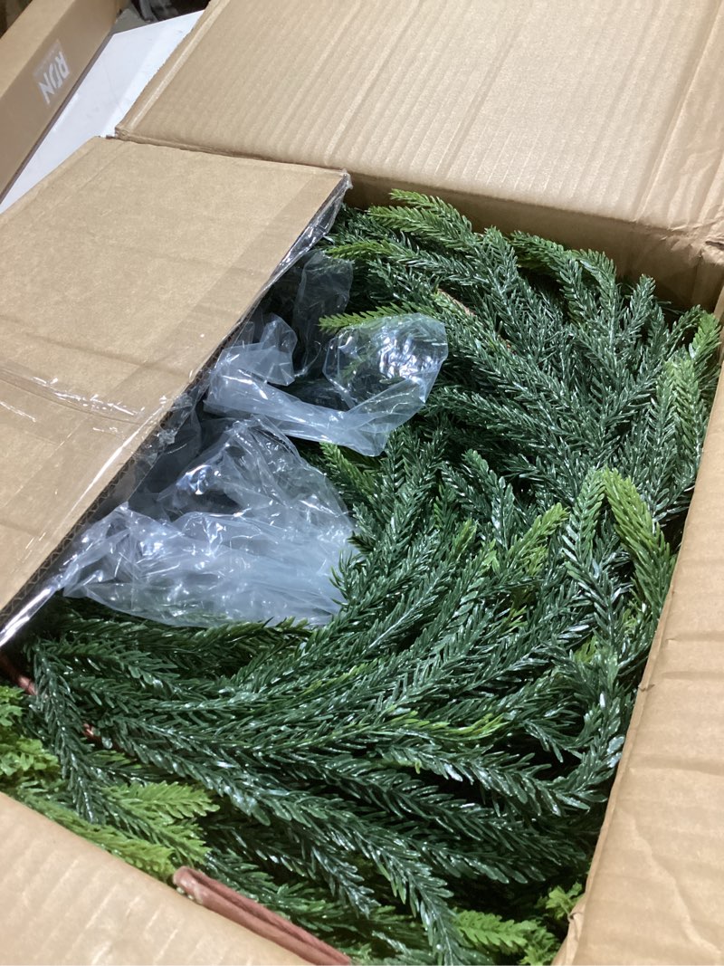 Condition photo showing Good Condition for N&T NIETING 9FT Christmas Norfolk Pine Garland, Real Touch Pine Garlands Faux Greenery Garland Winter Christmas Garland for Table Mantle Holiday Indoor Outdoor Xmas Decorations (4 Pcs) 9 FT 4