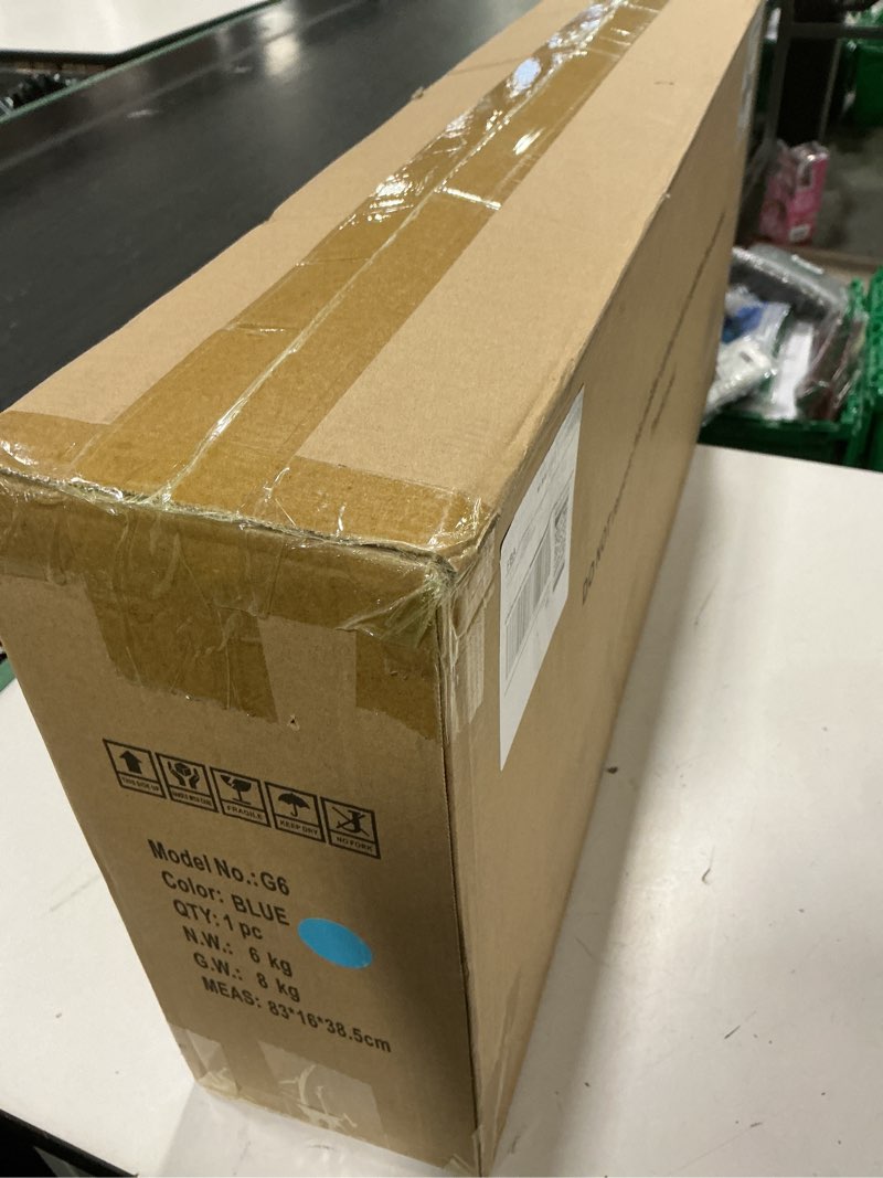 Condition photo showing New/Like New for AERO Kids Electric Scooter for Boys and Girls Ages 6-12 or 8-12, with Hand Accelerator, LED Lights, 2 Speed Levels, Battery Indicator, Rubber Mat, and Adjustable Heights G6-Blue