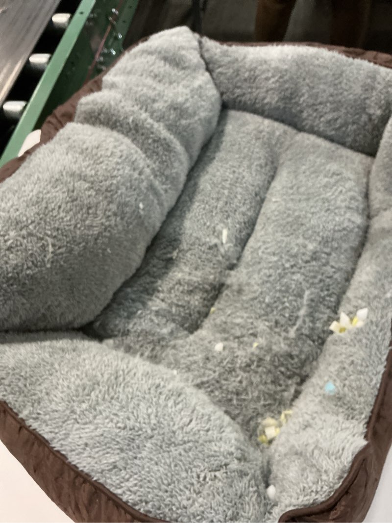 Condition photo showing As Is for Medium Dog Beds, Calming Anti-Anxiety Pet Bed for Small Dogs, Dog Beds for Small and Medium Pets with Non-Slip Bottom, 28”x20”x7”, Brown Medium Brown