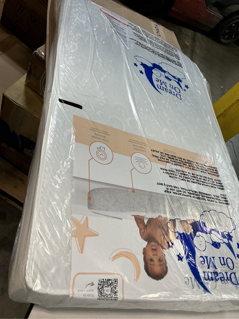 Condition photo showing New/Like New for Dream On Me 2-in-1 Breathable Two-Sided 3" Portable Mini Crib Mattress, Greenguard Gold Certified, Vinyl and Breathable Fabric, White