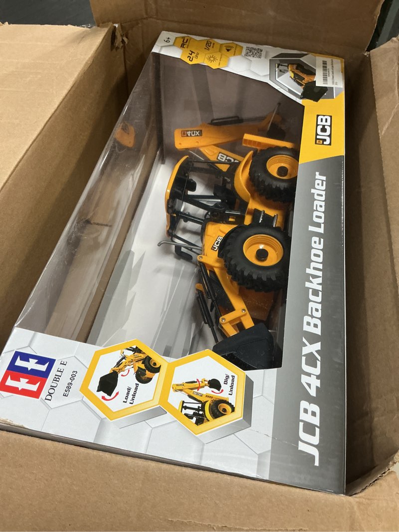 Condition photo showing New/Like New for DOUBL E JCB Remote Control Excavator & Loader Toy-1:20 Scale Dual-Function Construction Vehicle,with Manual Rotating Arm, Shovel Bucket,Realistic Sound & Light,Gift for Boys Kids