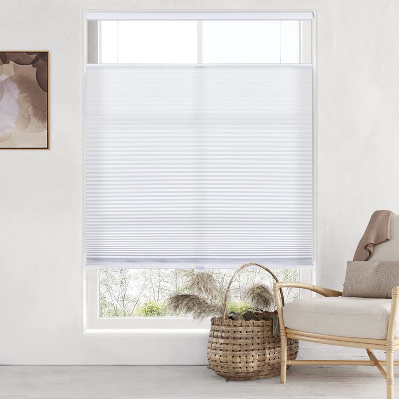 Lazblinds Upgraded Top Down Bottom Up (TDBU) Honeycomb Blinds, No Drill No Tools Easy Install Cordle (20”x 48”)