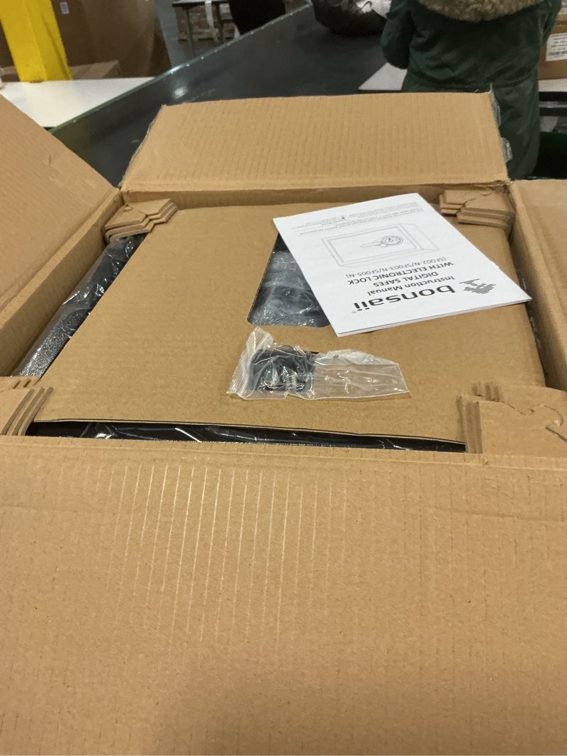 Condition photo showing New/Like New for Bonsaii Security Safe Box with Money Bag, 1.28 Cubic Feet Large Document Safe Box for Home, Digital Keypad Lock, Removable Shelf for Money, Medicine, Valuables, 12.99 x 14.17 x 12.99 Inches 1.28 cu.ft. (Fireproof)