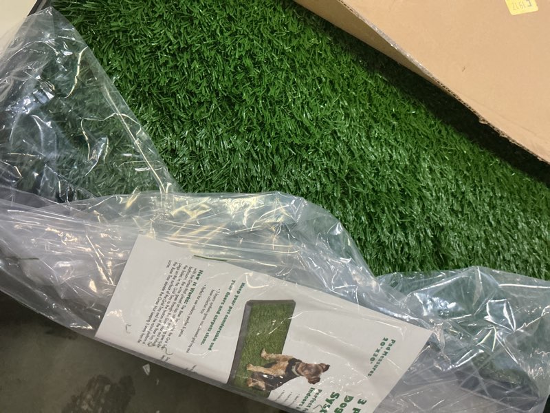 Condition photo showing Good Condition for Artificial Grass Puppy Pee Pad for Dogs and Small Pets - 20x30 Inch, Reusable 3-Layer Turf Pads for Dogs with Tray - Indoor and Outdoor Fake Grass Potty Pet Supplies by PETMAKER