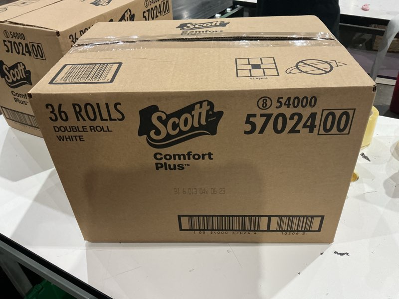 Condition photo showing New/Like New for scott comfortplus toilet paper, 36 mega rolls (2 packs of 18), 425 sheets per roll, septic-safe, 1-ply toilet tissue