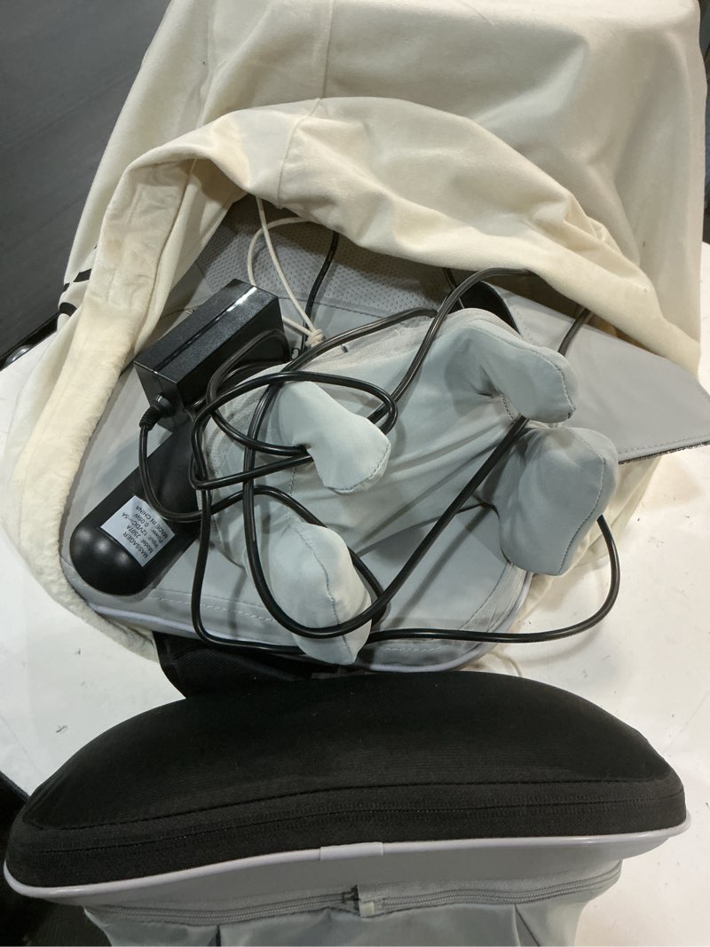 Condition photo showing Good Condition for rainwolf shiatsu neck and back massage cushion with heat - 4d deep tissue kneading full-back massager for relief stress, adjustable intensity & height, for office chair & home grey
