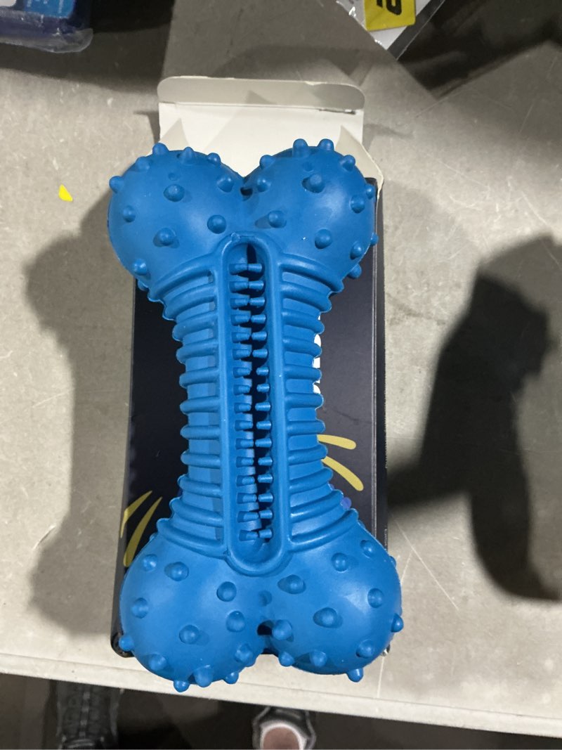 Condition photo showing Good Condition for dog toys for aggressive chewers, chew toys for medium large dogs, durable natural rubber toys with bacon flavor, indestructible dog toy,blue