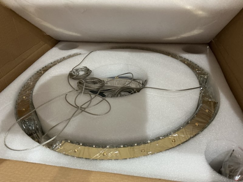 Condition photo showing Good Condition for d24'' modern gold crystal ring chandeliers for living room dinning room crystal pendant light dimmable 3000k-6000k gold 24inch