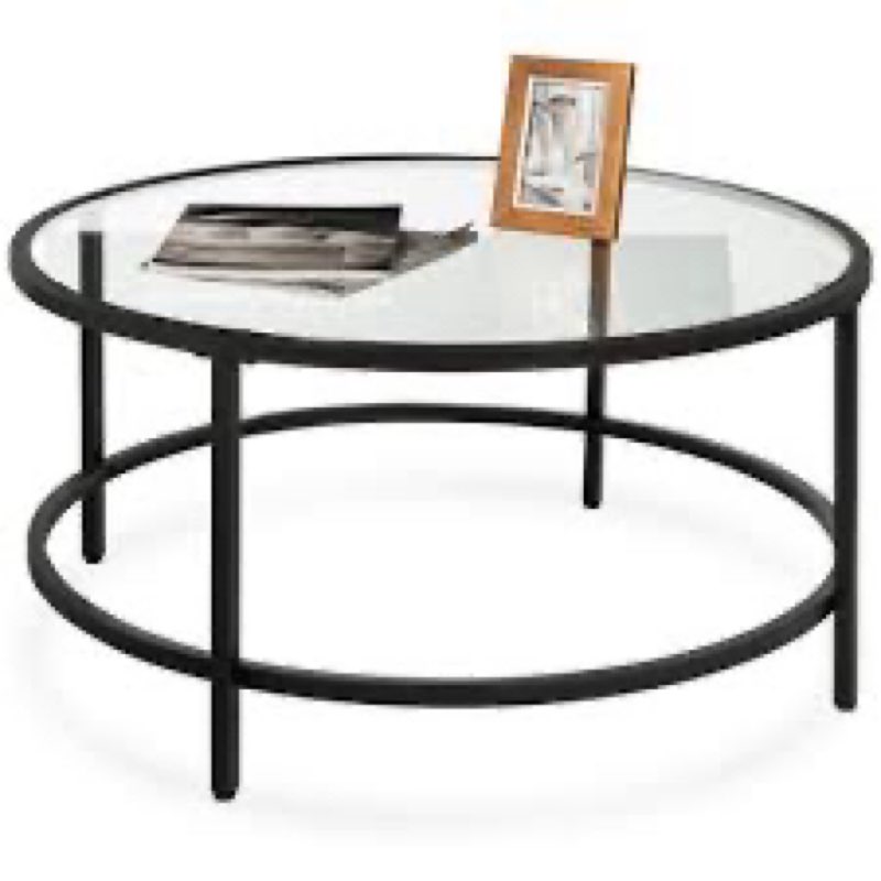 wood and metal round coffee table 